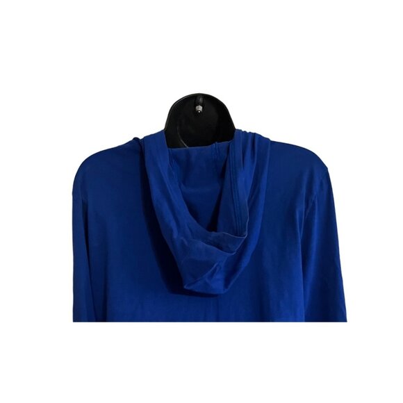 Adidas women's royal blue long sleeve hooded t-shirt size Large,  logo printed - Picture 3 of 9